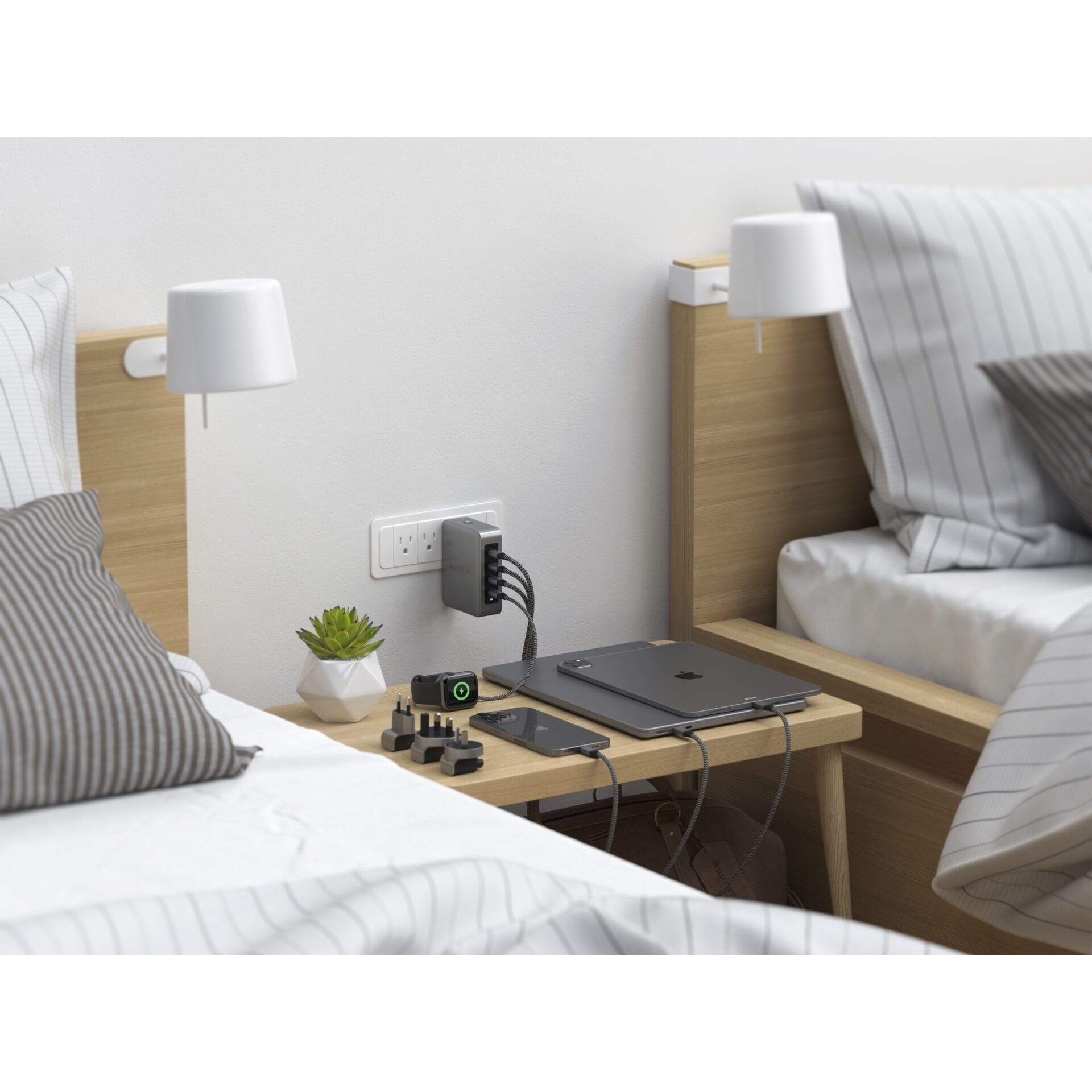 (145W) 4x USB C GaN Reise Ladegerät Power Delivery 3.1   Adapter Stecker EU / UK / US / AU (ST-W145GTM) - Space Gray