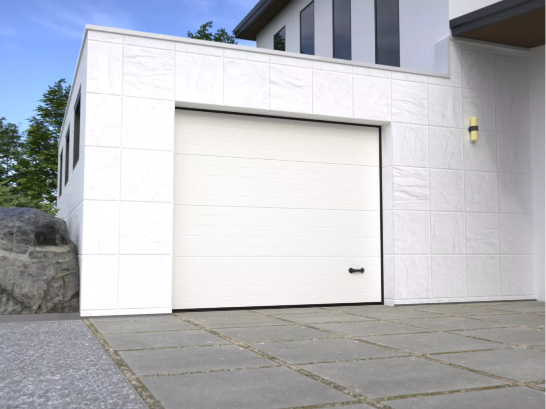 Porte de garage sectionnelle sur mesure rainurée blanche - METRONIA