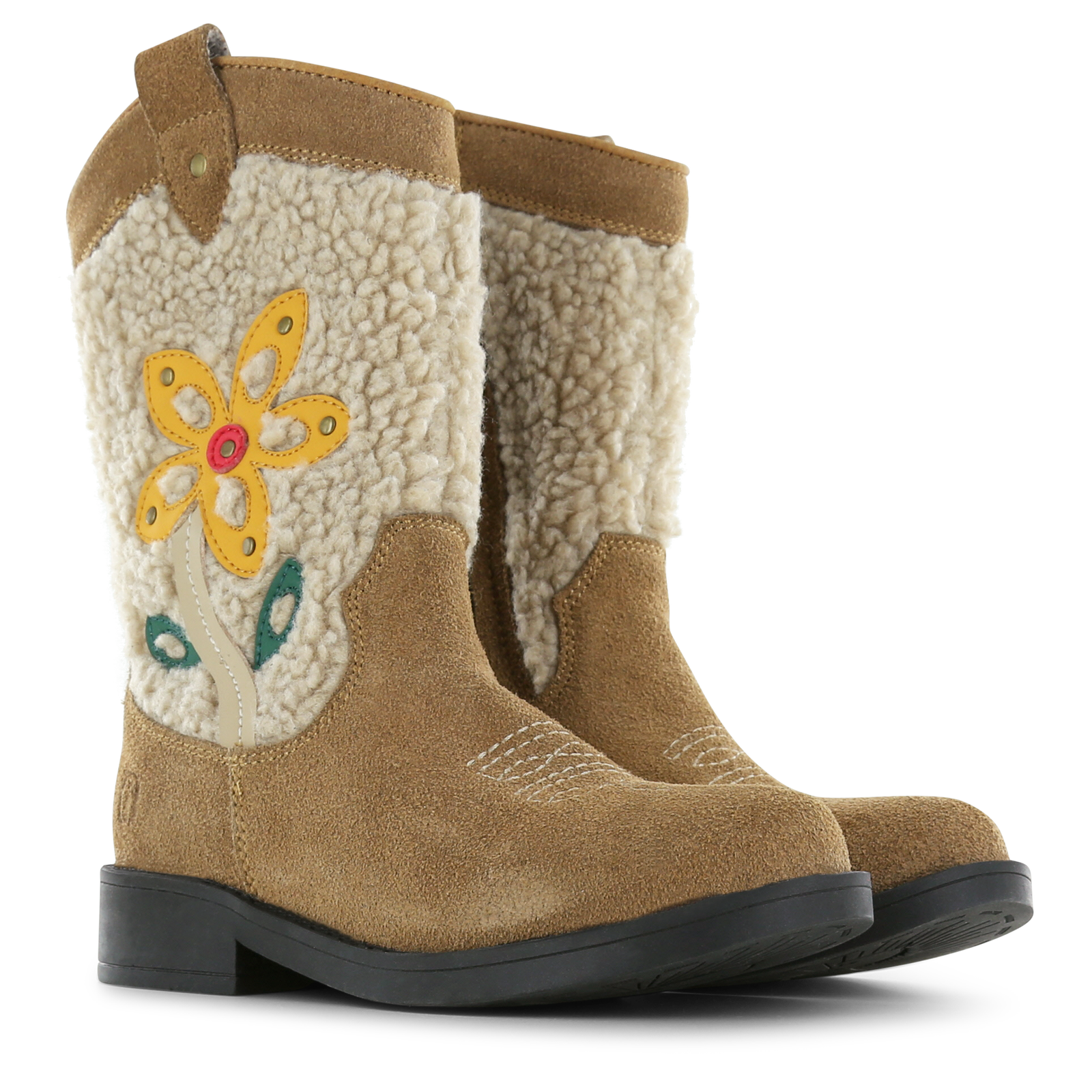 Shoesme brauner Westernstiefel mit Teddybär-Stoff