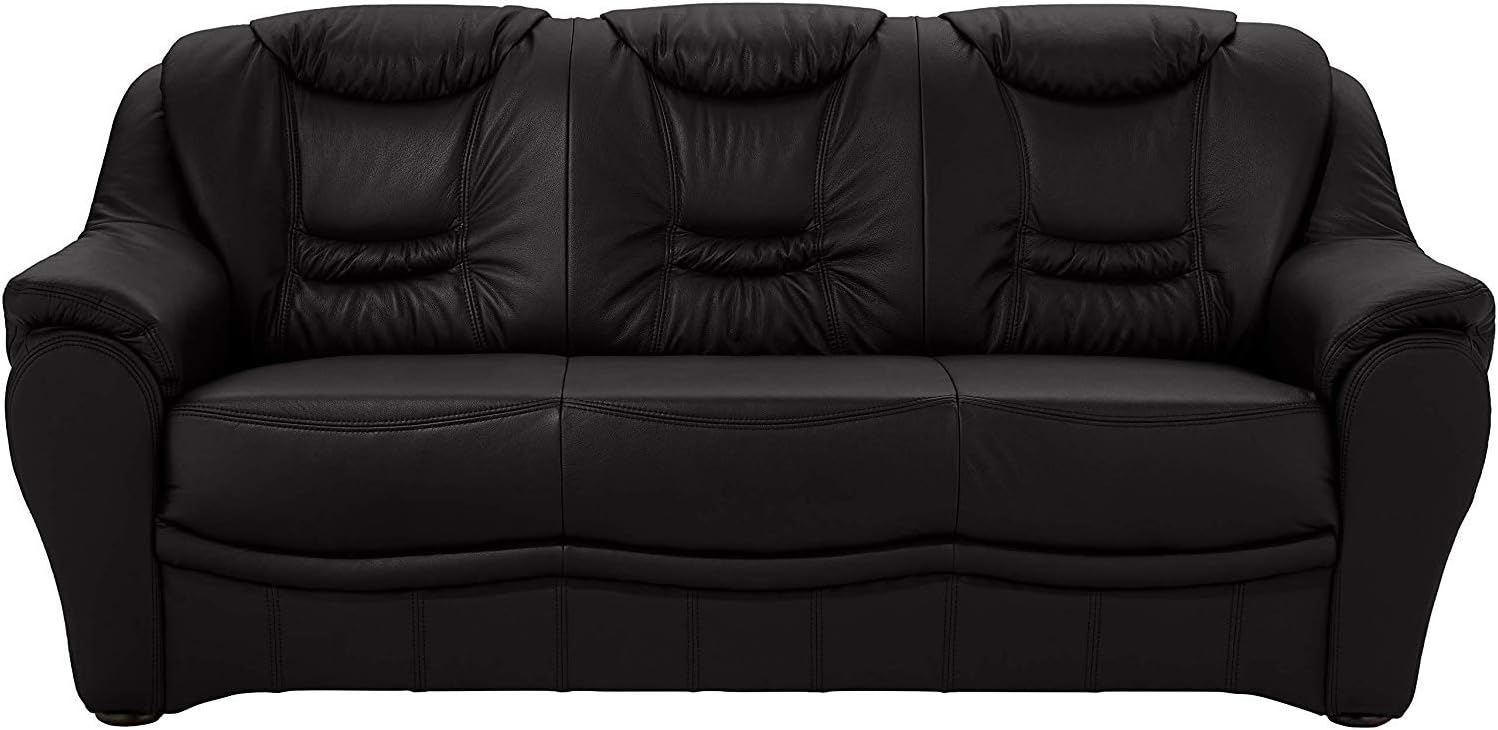 Cavadore 3-Sitzer Bansa mit Federkern / Polstercouch in Kunstleder / 198 x 94 x 95 / Lederoptik Schwarz