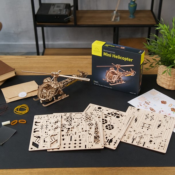Mini hélicoptère puzzle 3d bois