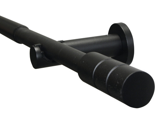 Gordijnroedeset Kreta zwart 120-210 cm Ø 16 mm/Ø 19 mm
