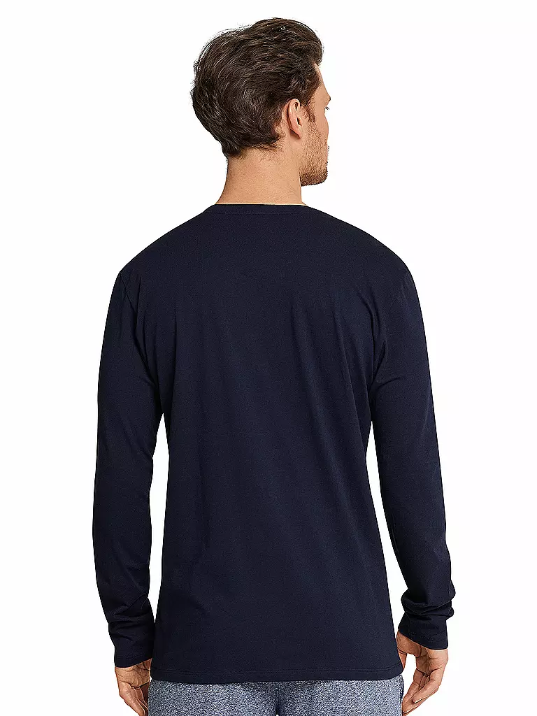 SCHIESSER Pyjama Langamshirt Dunkelblau blau