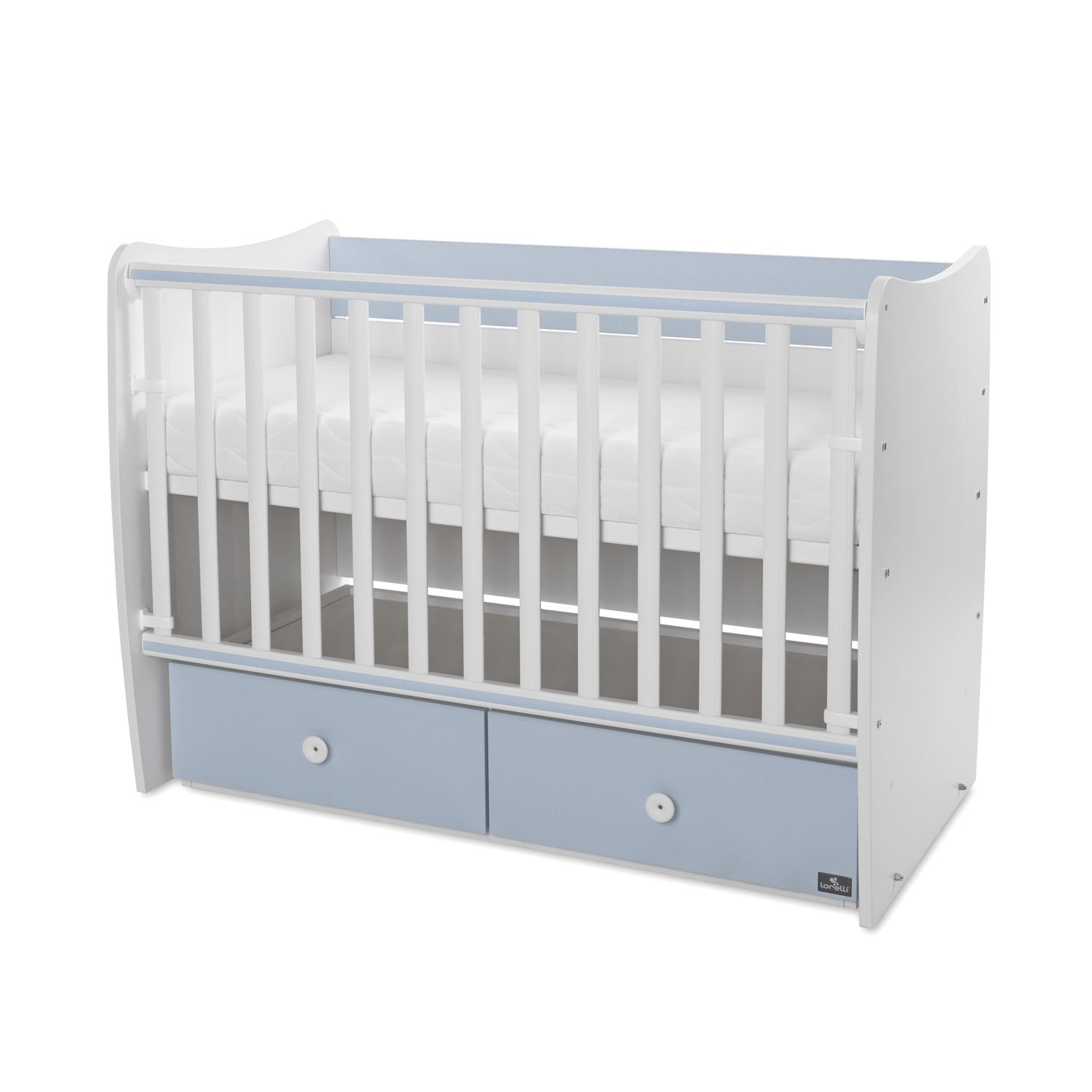 Lorelli Babybett MATRIX NEW Kinderbett 120 x 60 cm, 2 Ebenen, 2 Schubladen blau