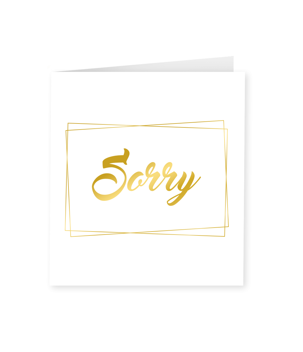 Kaart Sorry Goud Wit 15cm