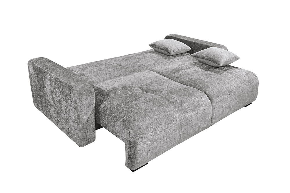 Modernes Schlafsofa DIAMOND 235cm silbergrau Chenille Cremona mit Stauraum 3-Sitzer