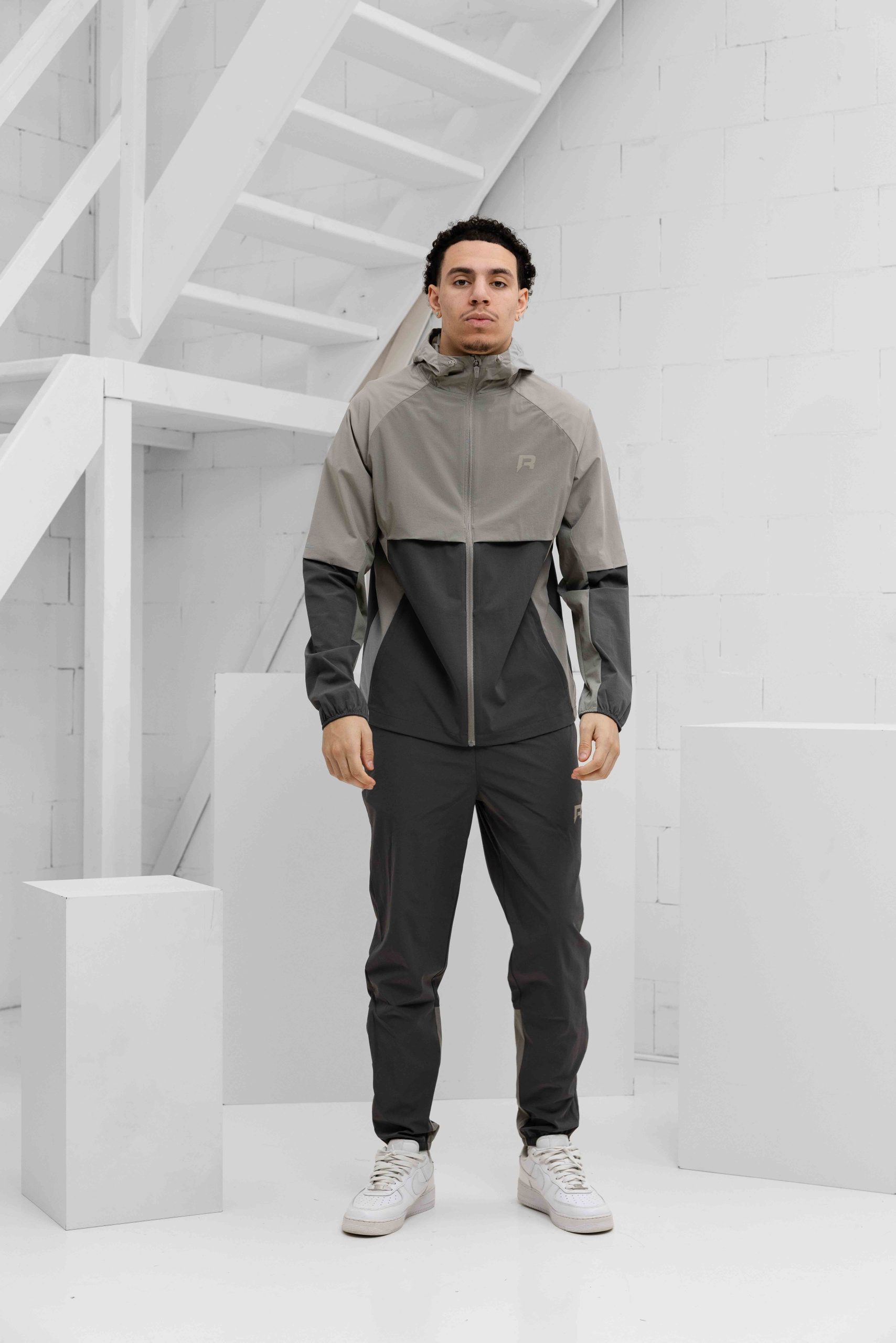Reprimo Vortex Windbreaker Trainingspak Heren Lichtgrijs/Donkergrijs