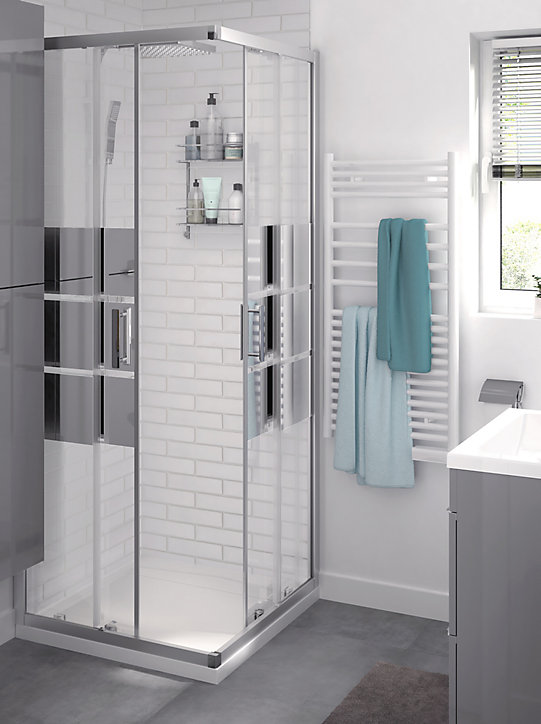 Receveur de douche à poser 80 x 80 cm, résine minérale, blanc, Cooke & Lewis Helgea