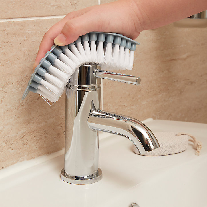 Brosse flexible à récurer polypropylène gris et blanc L.7 cm