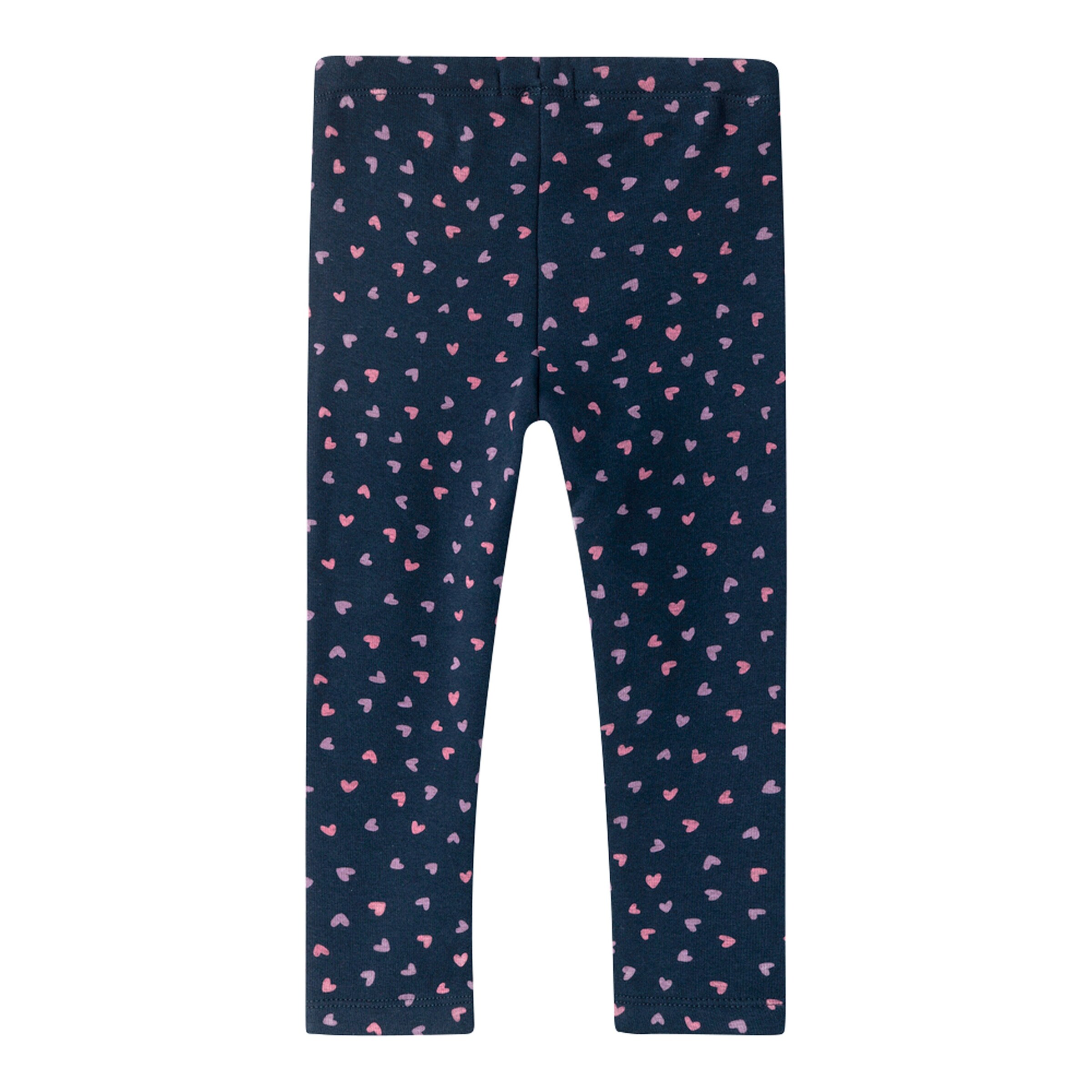 NAME IT Fleece-Leggings gefüttert Herzen marine/rosa