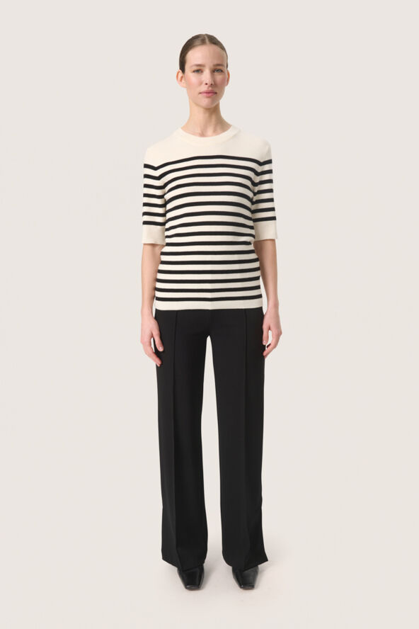 Soaked in Luxury SLPina Striped Tee White with black stripe