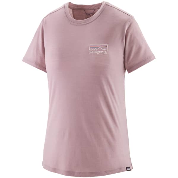 T-shirt randonnée PATAGONIA W'S CAP COOL MERINO BLEND GRAPHIC SHIRT FITZ ROY STRATA: STORMY MAUVE
