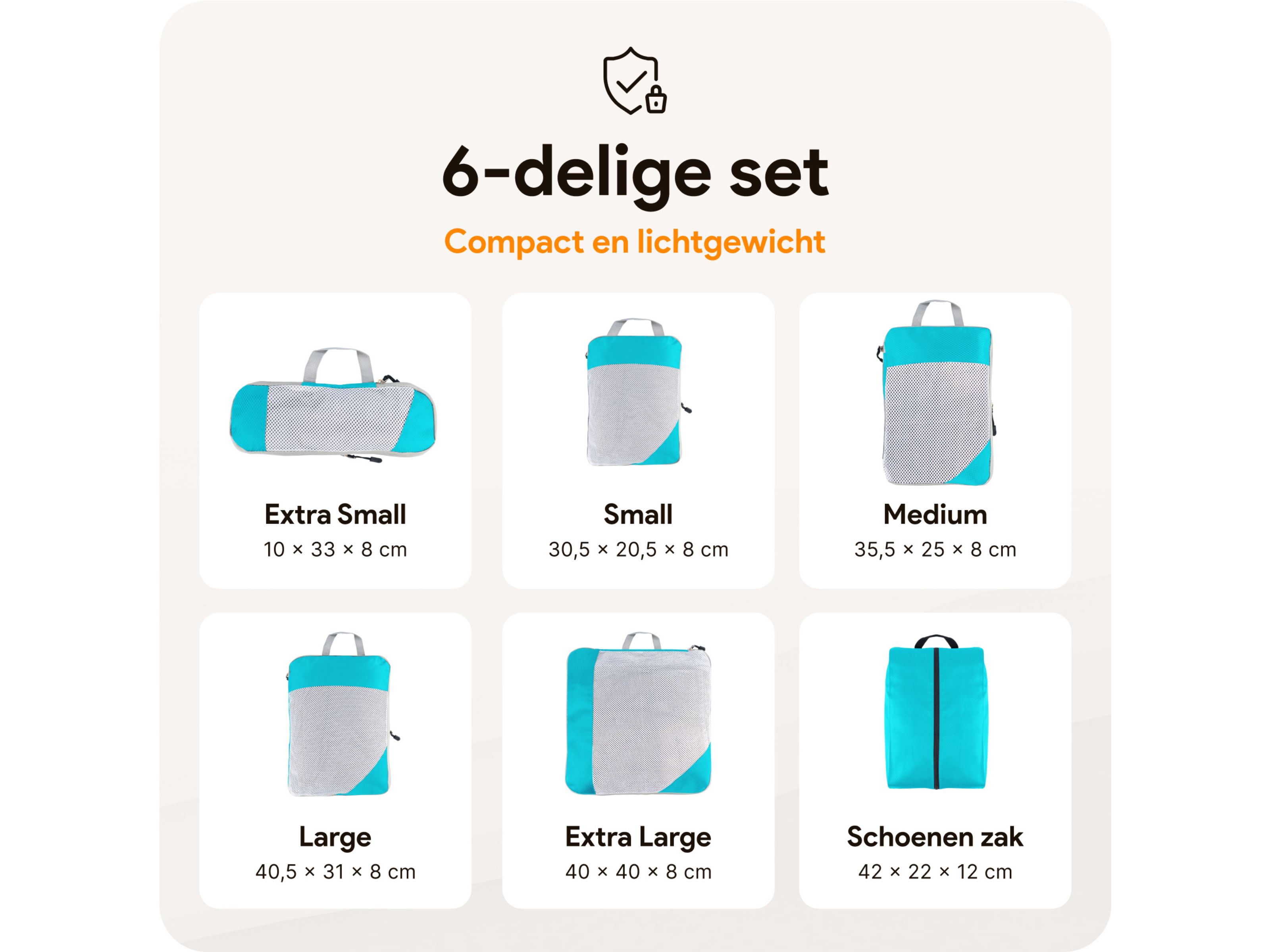 Thousandtravelmiles Light blue Packing Cubes - Set van 6