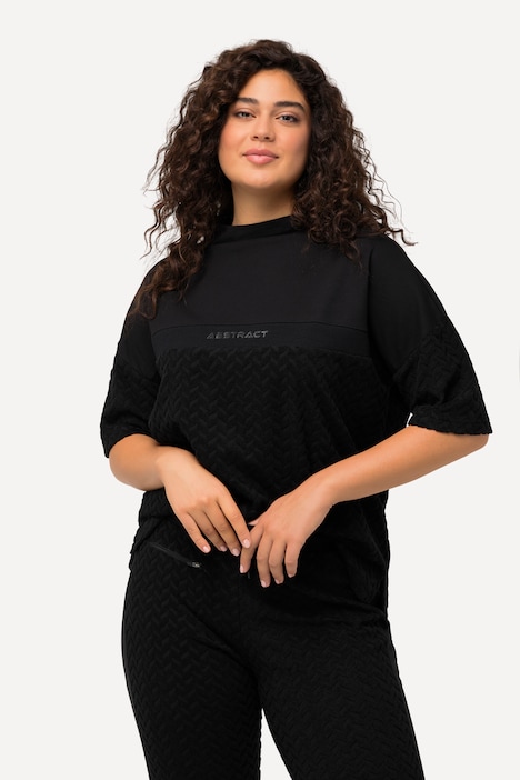 Sweatshirt, Frottee, Zacken, Stehkragen, Halbarm