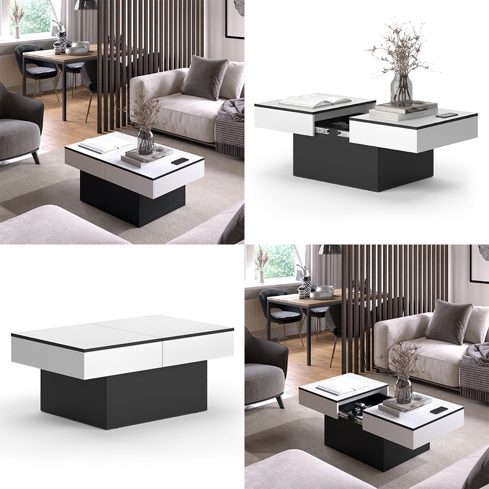 Vicco Couchtisch Boto Schwarz Weiß 95 x 40 ausziehbar