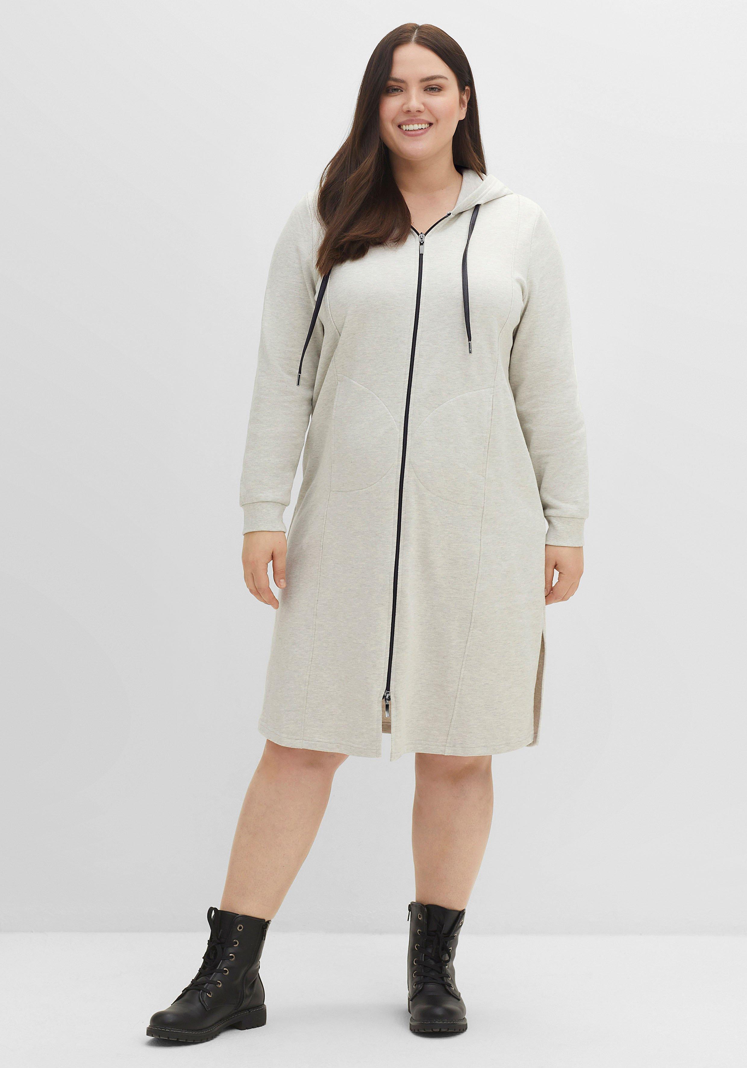 Sweatkleid mit Kapuze und 2-Wege-Zipper