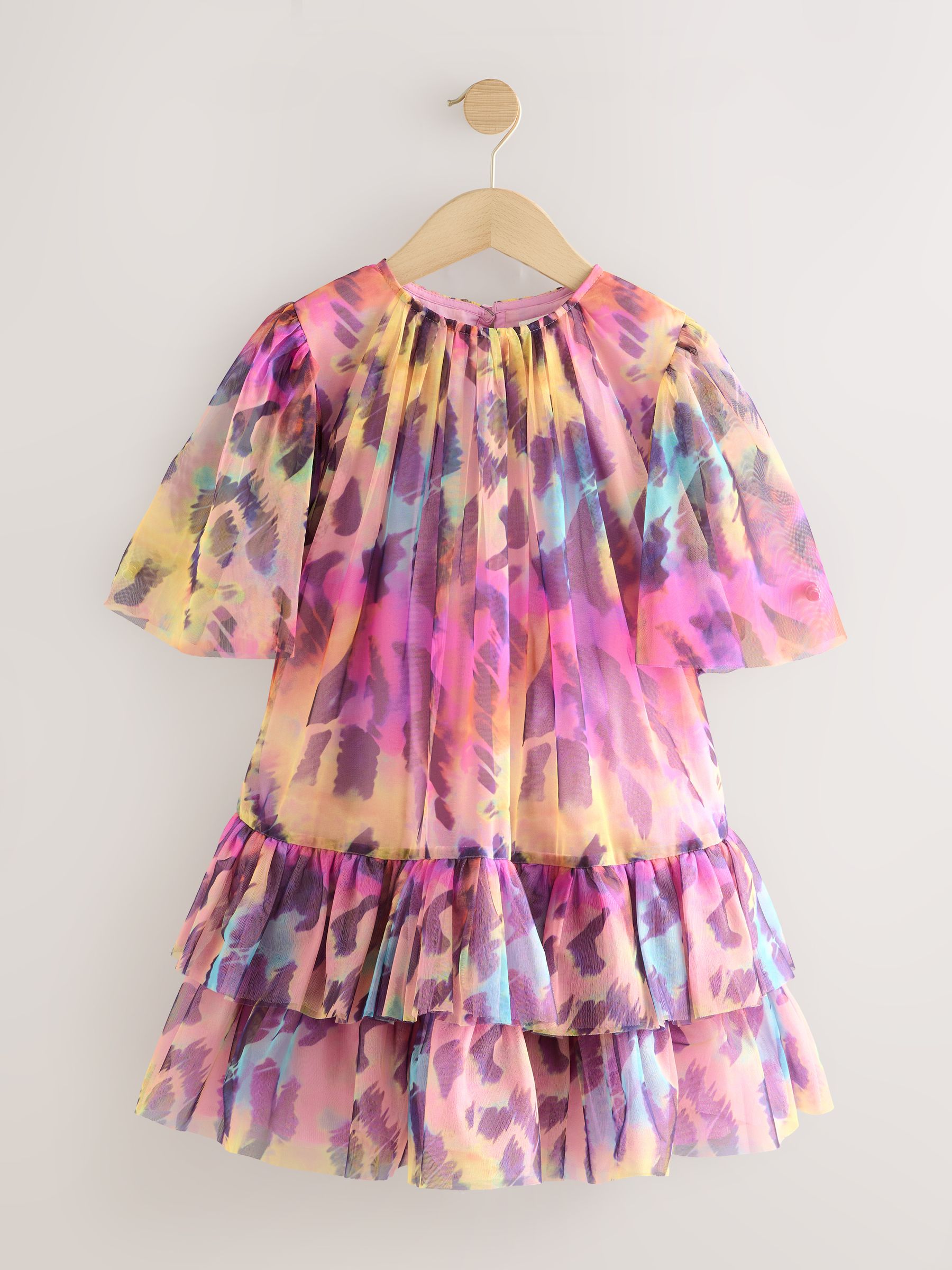 Regenboog - Mesh jurk met dierenprint (3-16jr)