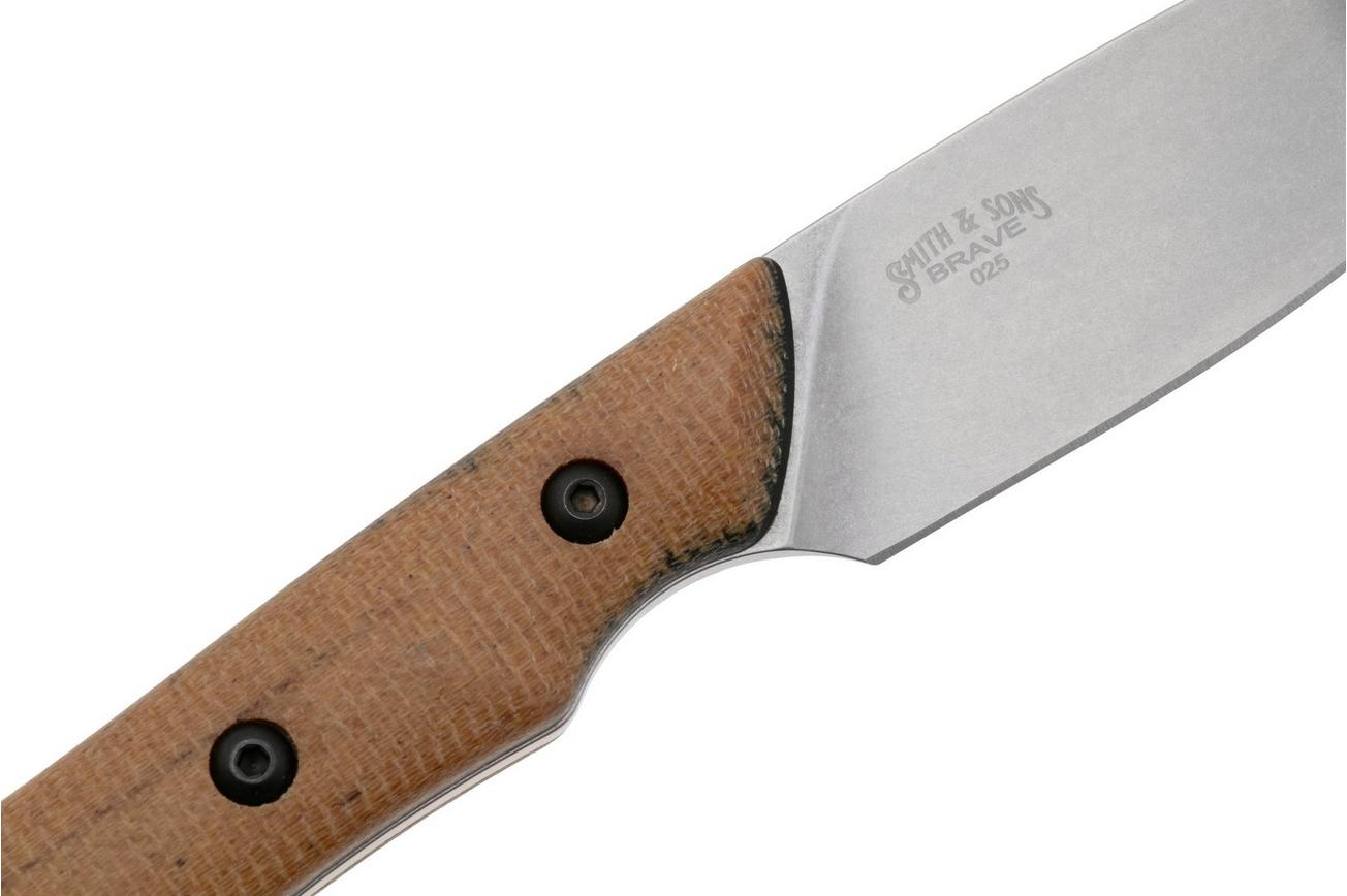 White River Knives Brave WRSS-BRV-MNB Stonewashed Magnacut, Natural Canvas Micarta, jachtmes, Smith and Sons design