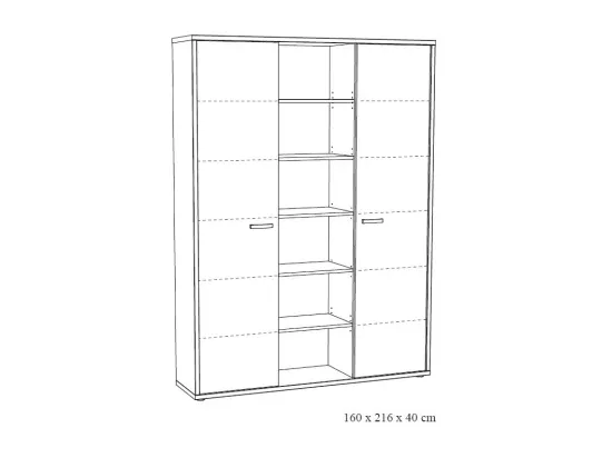 Meuble haut de rangement pour bureau 2 portes et étagères coloris chêne clair et noir
