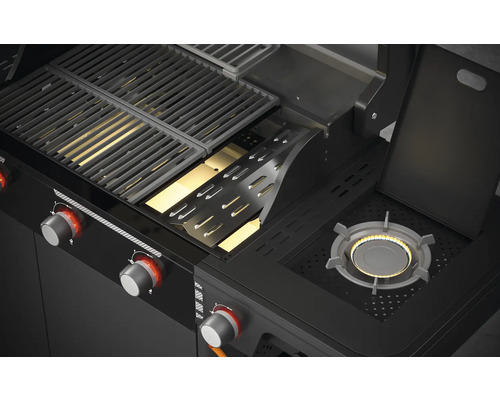 Tenneker® Halo Gas Grill Power Zone TG 3 156,4 x 61 x 117,5 cm 3 branders + zijbrander, gietijzeren rooster, platformsysteem, glazen inzetstuk in het deksel