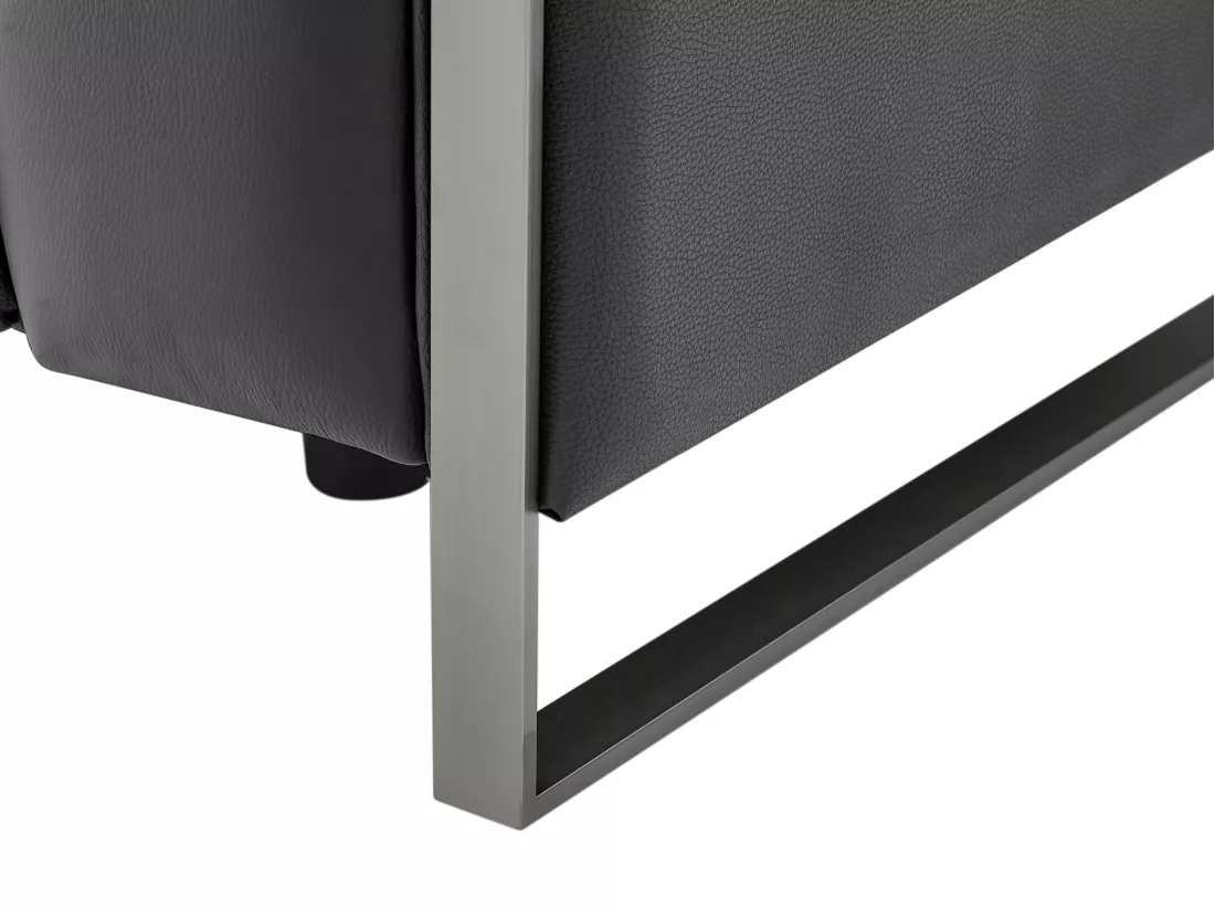 Canapé 2 places relax électrique en cuir gris anthracite DAVOLI