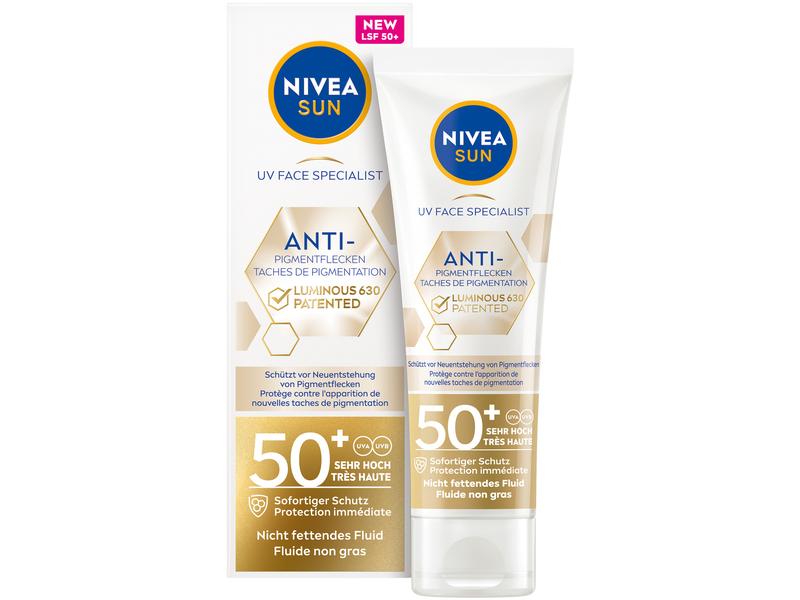 NIVEA SUN Sonnenfluid Face Luminous LSF50 40 ml Innovatives Fluid gegen Pigmentflecken
