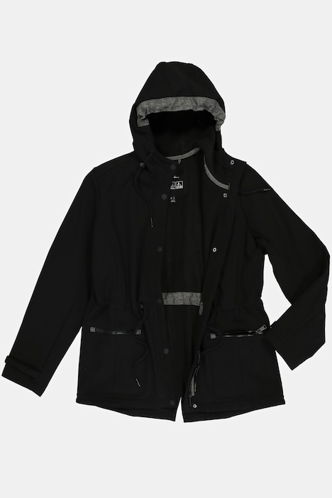 Softshelljacke, Kapuze, A-Linie, Statement-Band