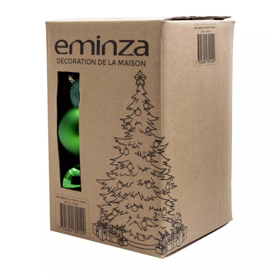 Lot de 20 boules de Noël assorties New Alpine Vert sapin