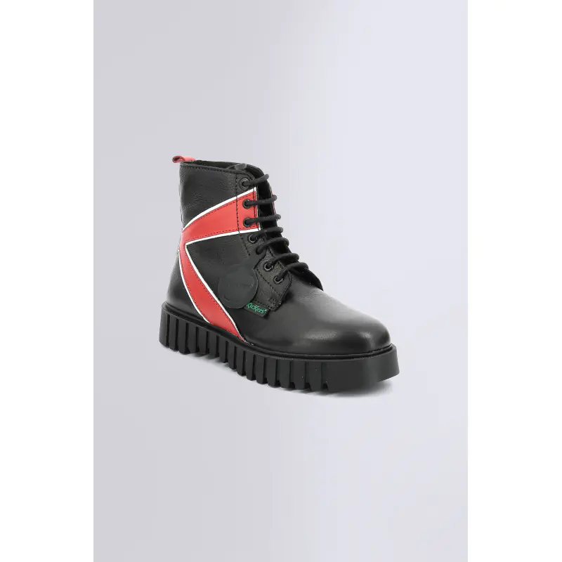 KICK FABULOUS NOIR ROUGE BOOTS Cuir Femme