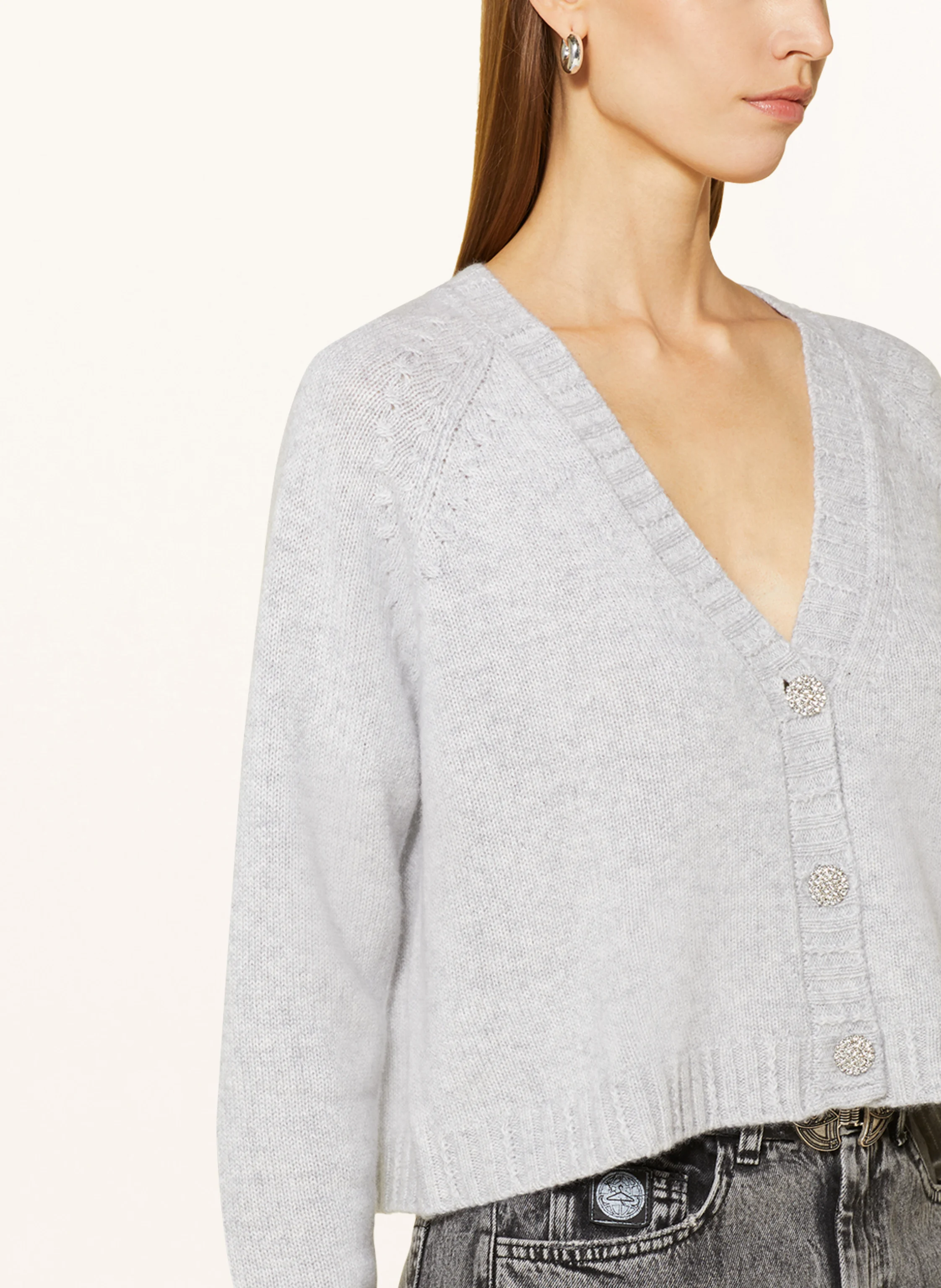 ba&sh Strickjacke CLAPAM aus Cashmere mit Schmucksteinen
