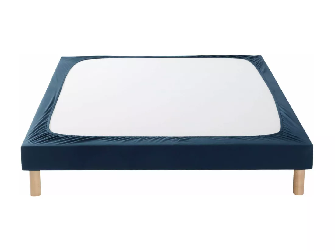 Cache-sommier coton jersey bleu marine 90x190/200