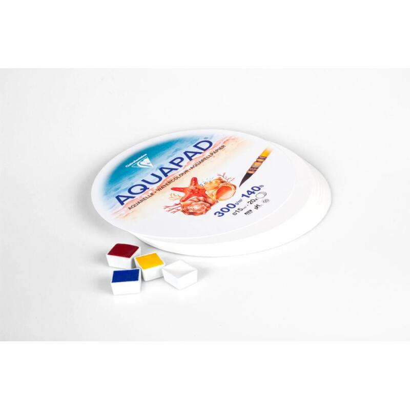 Feuilles rondes Aquapad papier aquarelle Ø15cm 20F 300g