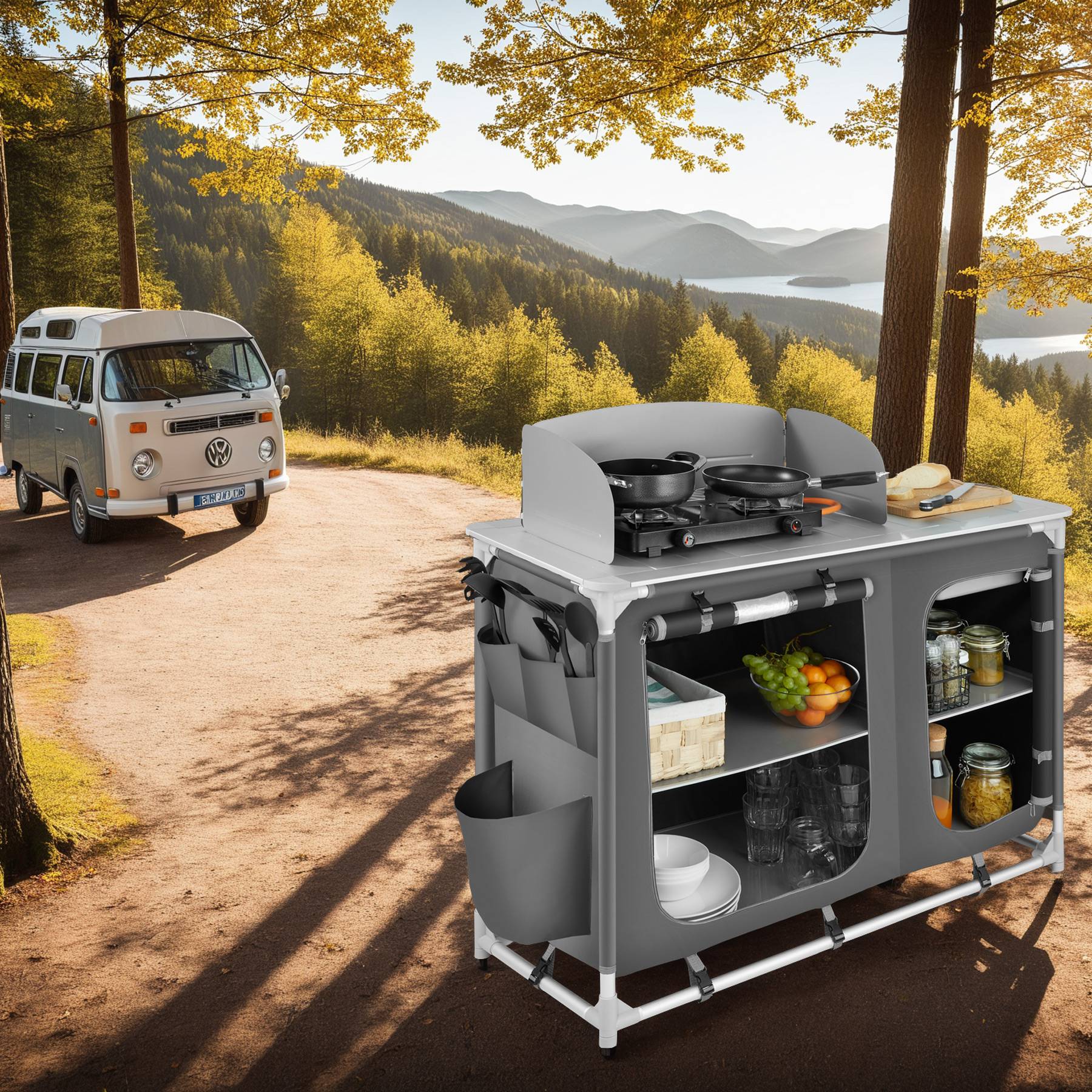 Campingküche Luxus mit 4 Fächern