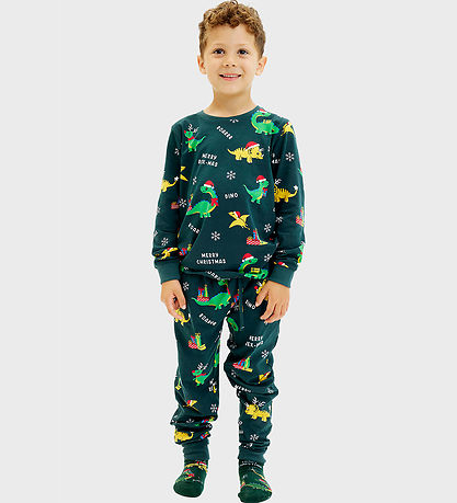 Jule-Sweaters Natt?j - Dino Christmas -  Grøn