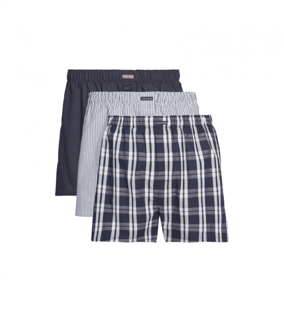Conjunto de 3 cuecas boxer Calvin Klein WVN pretas e multicoloridas