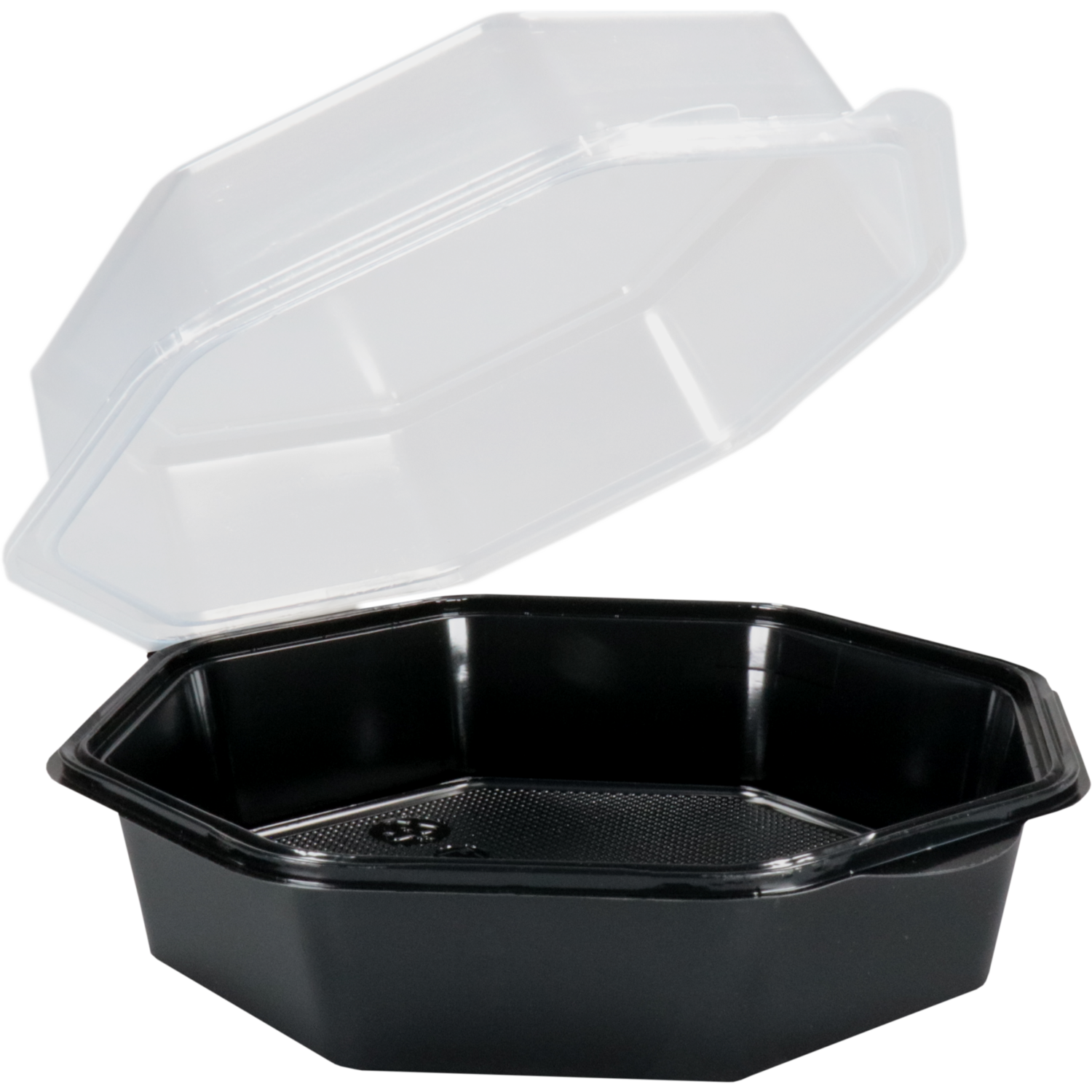 Bak, PS, 640ml, Ø190mm, incl. deksel, octaviewbox, 60mm, zwart/transparant