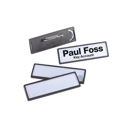 Durable 813301 Namensschild Clip Card mit Nadel, 17 x 67 mm, schwarz