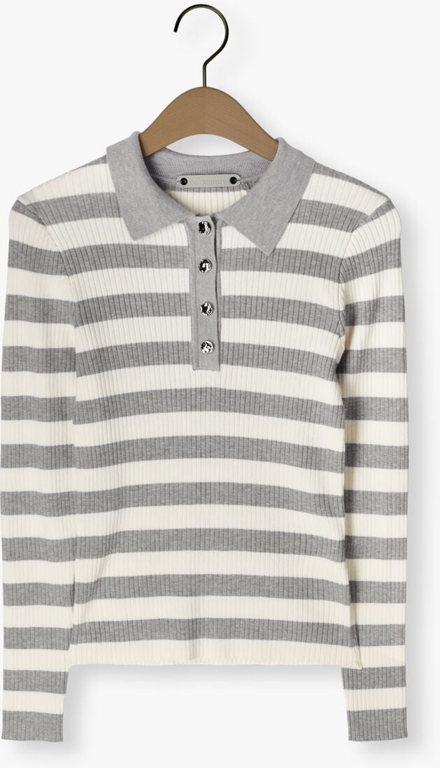 lichtgrijze co'couture truien/vesten bonny stripe l/s polo knit