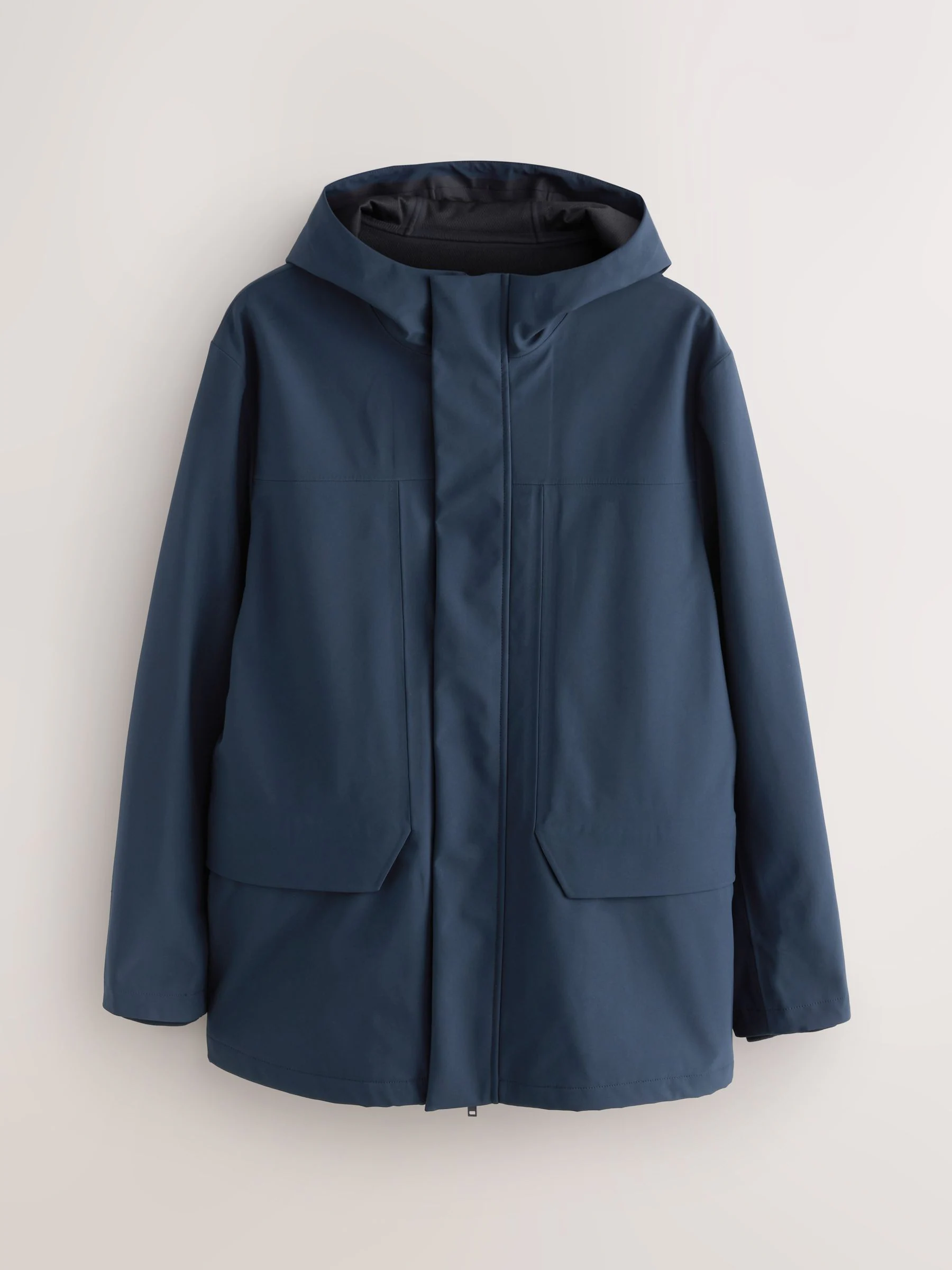 Marineblauw - Drytech Waterdichte Jas met Capuchon en Getapete Naden