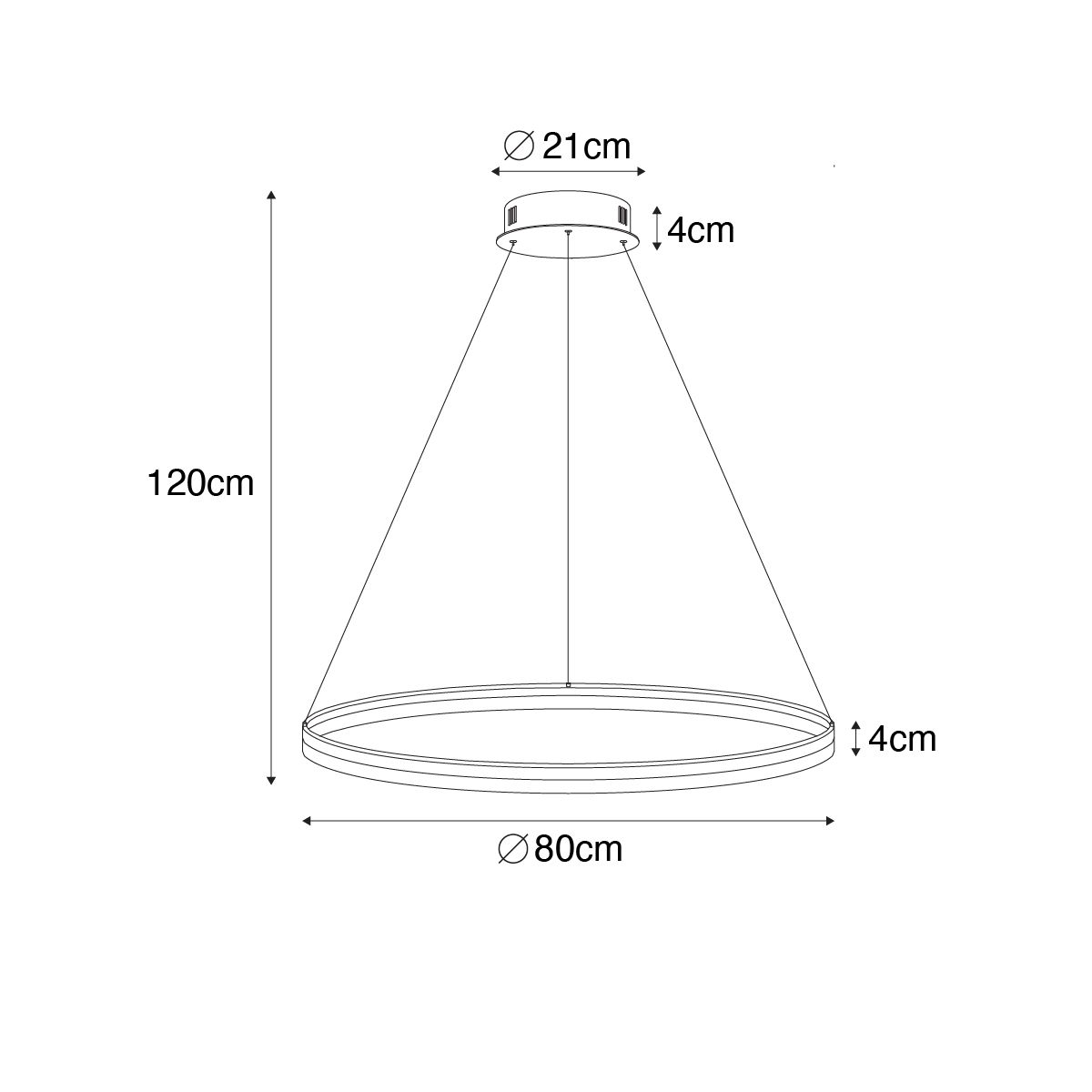 Design hanglamp wit 80 cm incl. LED 3-staps dimbaar - Anello