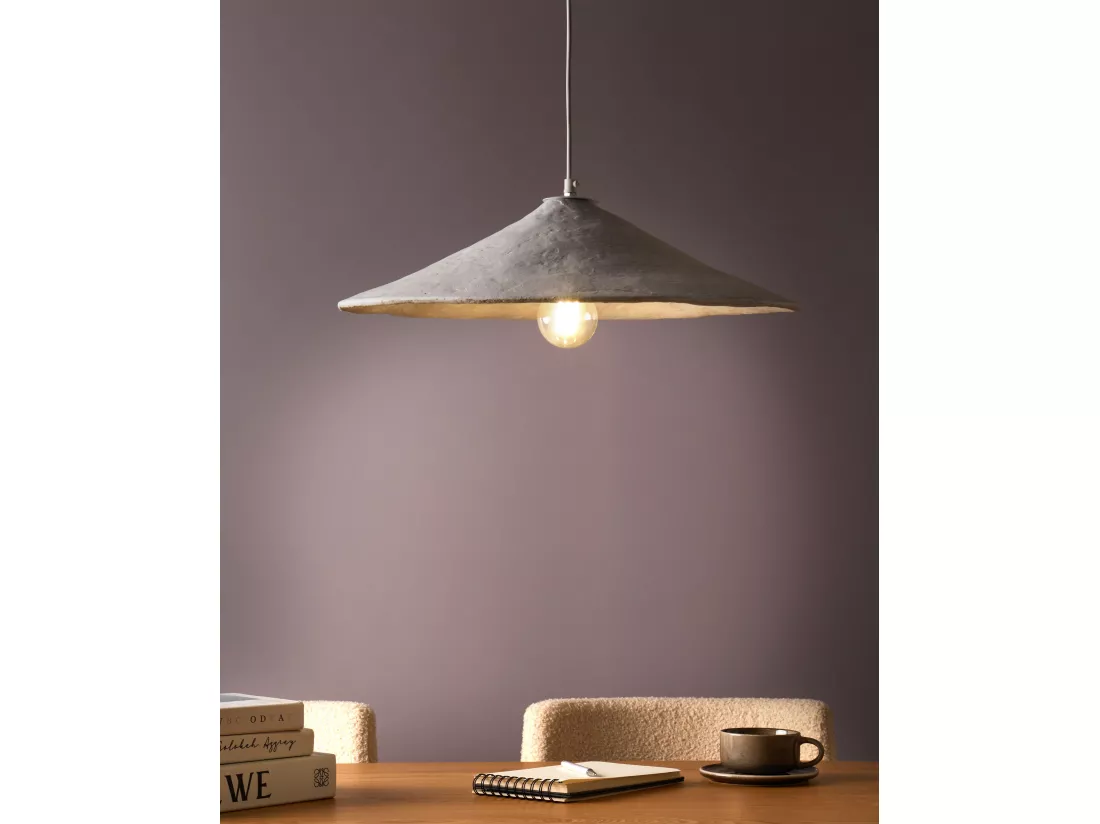 Lampe suspension PORONGOS Papier-mâché Blanc