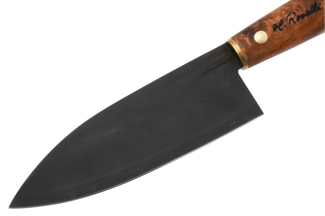Roselli Santoku Knife R760D Carbon Steel, Stained Curly Birch, santoku, 16 cm