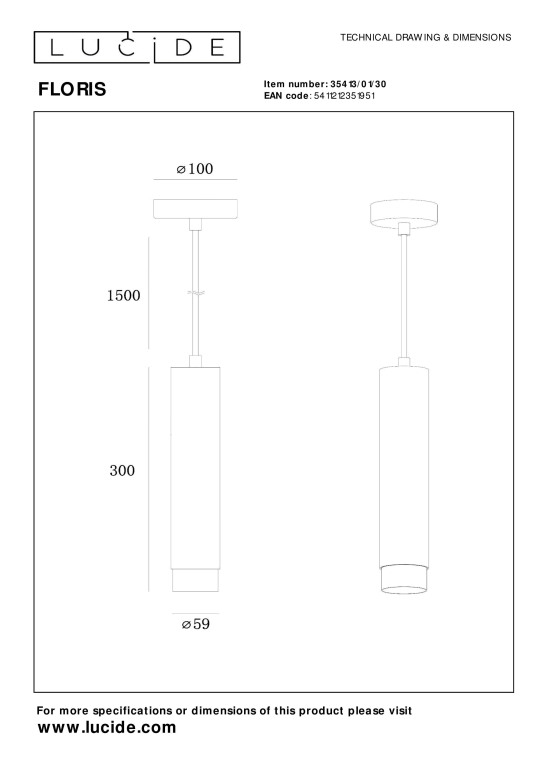 Lucide Floris hanglamp Ø5.9 groen