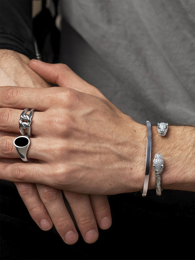 Nialaya Men's Stainless Steel Simplicity Bangle Silver