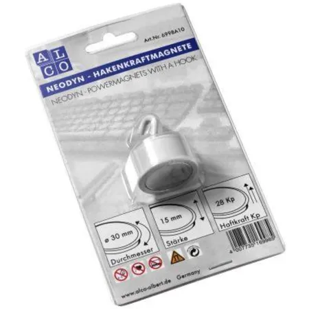 Alco Hakenmagnet Neodin weiß, Ø 30 mm, 10 Stück