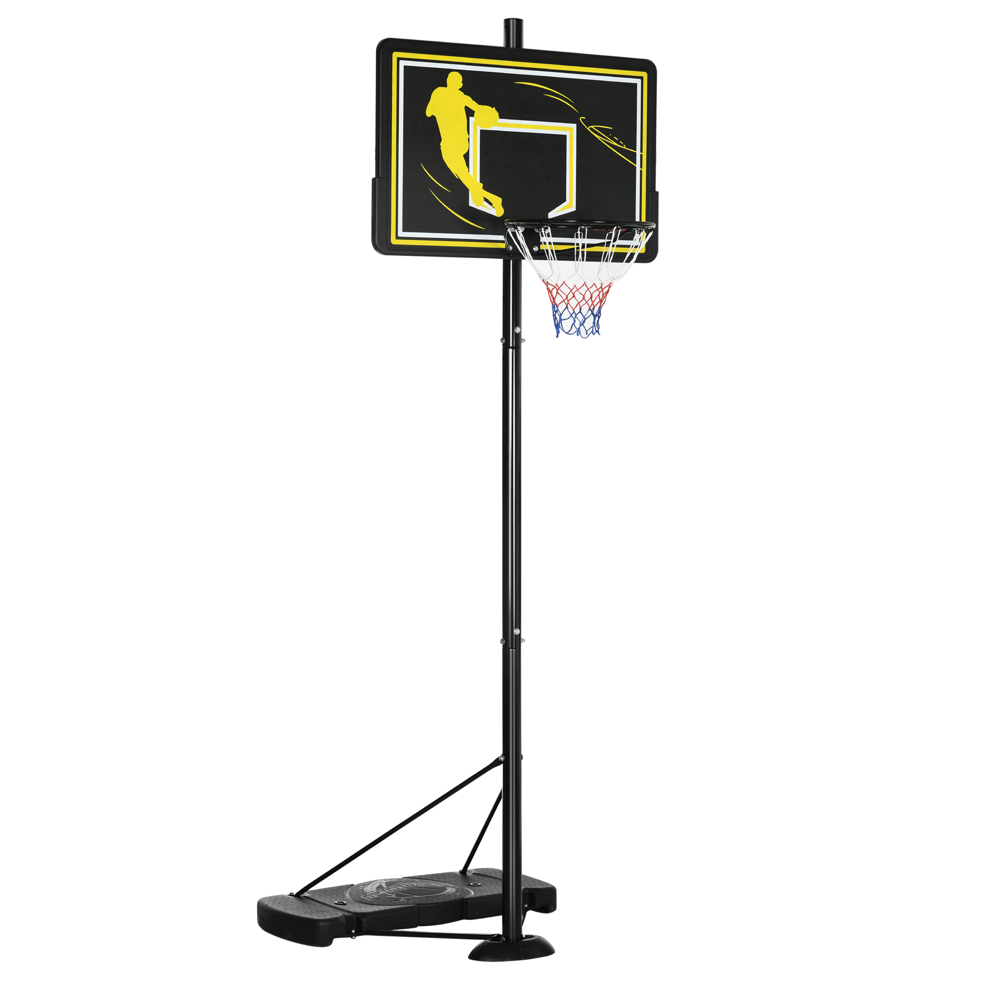 Cesta de basquete preta SPORTNOW com rodas e altura ajustável para jardim.