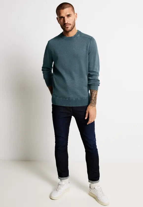 Strickpullover mit Struktur - ash blue
