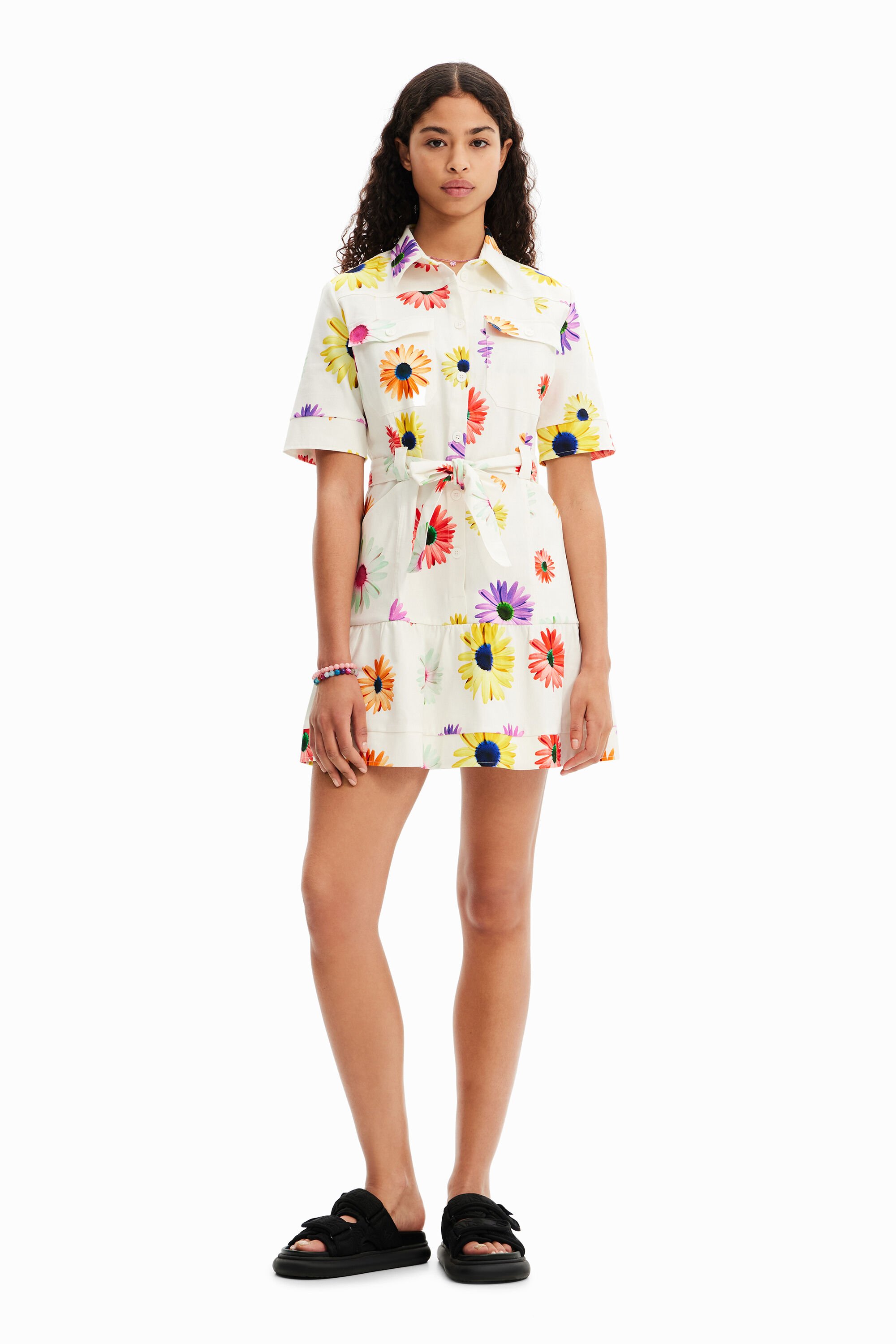 Robe chemise courte fleurs M. Christian Lacroix