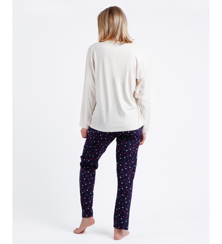 Admas Pijama Manga Larga Leve-me para Paris bege