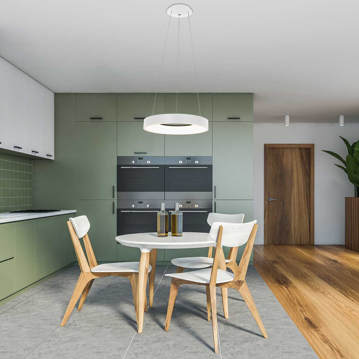 Design hanglamp wit incl. LED dimbaar - Ringlede